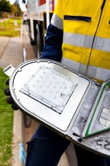 LED lamps emit a longer lasting, bright white light and are replacing old incandescent street light bulbs in nine western Sydney council areas.