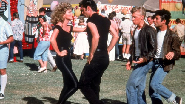 Olivia Newton-John and John Travolta in a still from the 1978 clip for <i>You're The One That I Want</i>.