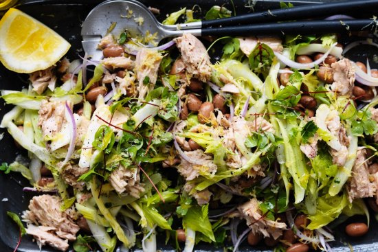 Neil Perry's tuna, borlotti bean and red onion salad,