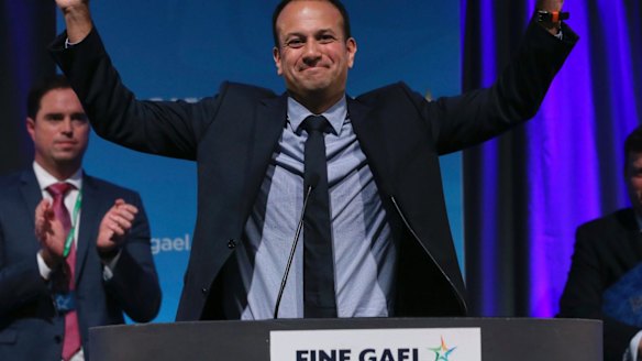 Leo Varadkar celebrates as he is named as Ireland's next prime minister.