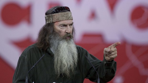 <i>Duck Dynasty</i> star Phil Robertson speaks during the conference. 