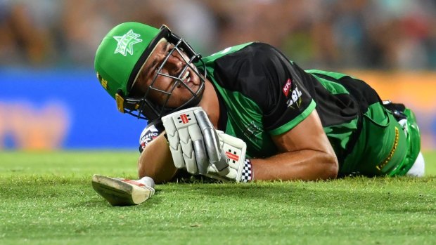 Melbourne Stars' Marcus Stoinis was run out on 99 during the team's Big Bash League match against Brisbane Heat at the Gabba.