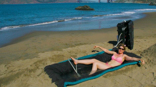 The Hydro Hammock can be used as a water bed when placed on sand.