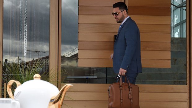 Salim Mehajer leaves his Lidcombe home.