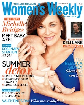 Michelle Bridges shows off baby boy Axel for the first time.