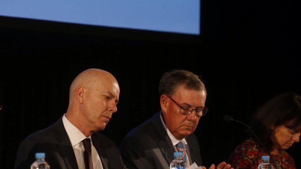 Fairfax chief executive Greg Hywood (left) and chairman Nick Falloon. 