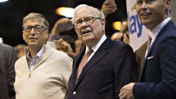 Warren Buffett, chairman and chief executive officer of Berkshire Hathaway and Bill Gates, billionaire and co-founder of the Bill and Melinda Gates Foundation, attend the Berkshire Hathaway annual meeting.
