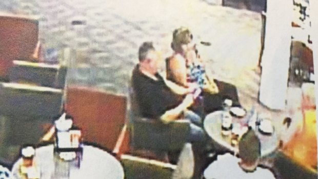 CCTV still shows Sharon Yarnton (far right, in orange shirt) sitting with her husband Dean Yarnton (far right, white shirt) at the Merrylands Bowling Club on January 31, 2015