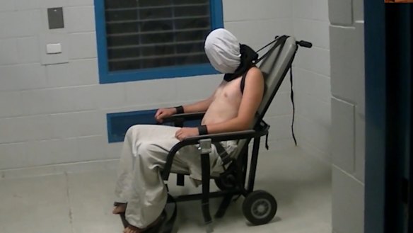The image of Dylan Voller in a spit-hood at the Don Dale Youth Detention Centre that helped trigger the royal commission.