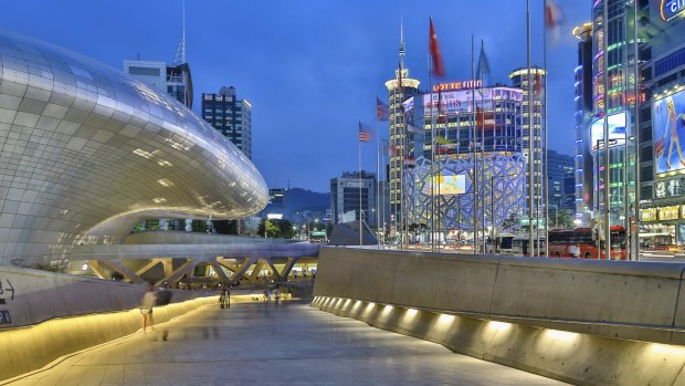 Dongdaemun Design Plaza in Seoul. South Korea is a mix of cutting-edge and traditional.