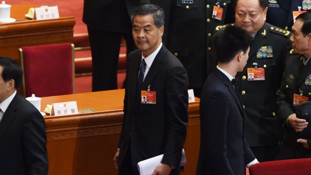 Hong Kong Chief Executive Leung Chun-ying at the National People's Congress in Beijing.