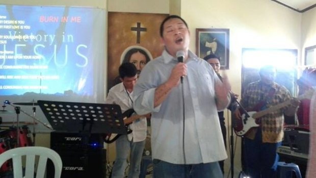 Andew Chan in the chapel at Kerobokan prison.