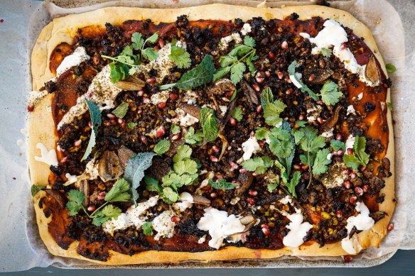 This Middle Eastern-style lamb "pizza" is a twist on a lahmacun.
