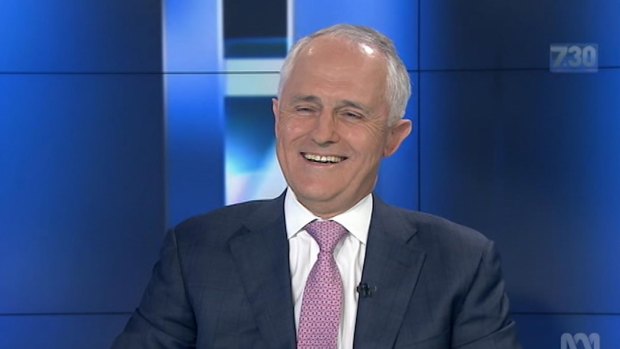 Malcolm Turnbull selling his innovation package on Monday night's 7.30 program on the ABC. 