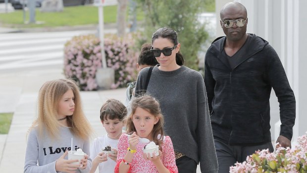 Seal and Erica Packer take the children to get Froyo in Brentwood, California. 