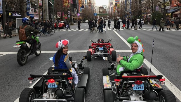 Perth locals Jason and Crystal Smith took part in Mario Karting in Japan recently.
