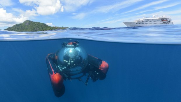 Crystal Esprit's mini submarine takes three people down to about 300 metres.