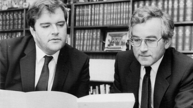 Then defence minister Kim Beazley with Paul Dibb in 1986.