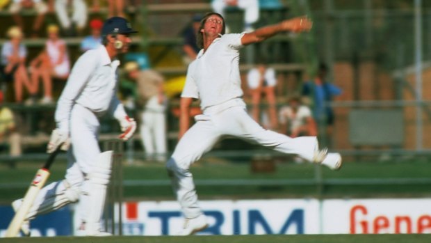 Fast on his feet:  Jeff Thomson of Australia bowls during the Second Ashes Test at Woolloongabba, Brisbane in 1983.