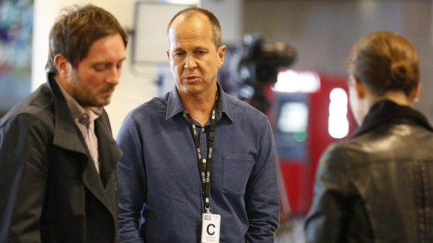 Australian journalist Peter Greste holds a news conference on Sunday to give his response to the Egyptian court retrial guilty verdict.