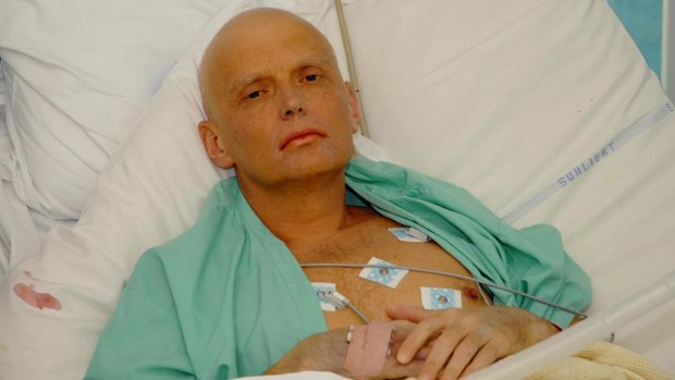 Former Russian spy Alexander Litvinenko in his hospital bed in central London days before his death in November 2006.