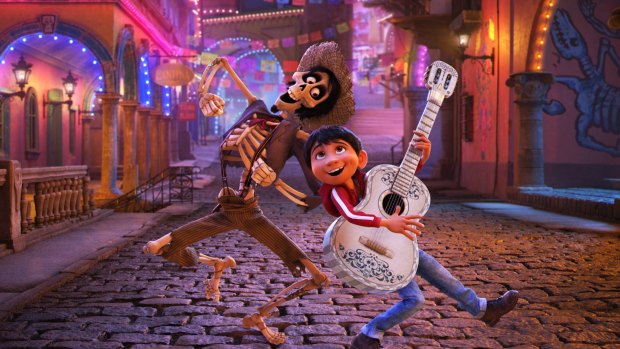 A scene from Coco, the Disney-Pixar film nominated for an Oscar for best animated picture.