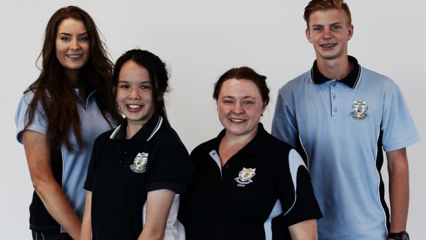 West Wallsend High science teacher Peggy Mangovski (second right) with students (from left) Sophie Sullivan, Jamie Sullivan, Cameron Chapman.