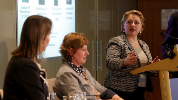 Sophie Mirabella addresses the University of Melbourne event on Wednesday evening.