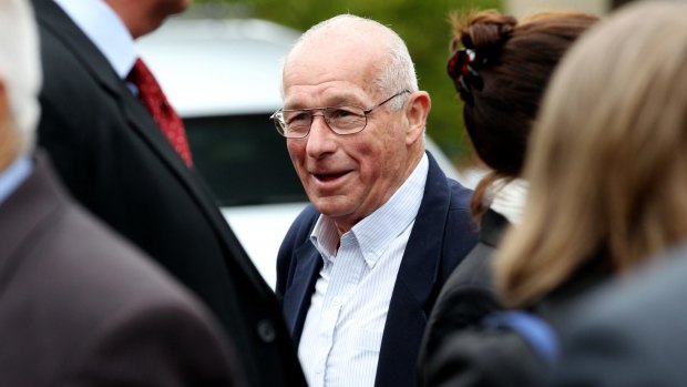 Roger Rogerson at Graham "Chook" Fowler's funeral in Palmdale, in 2013.