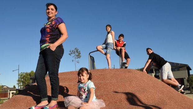 Josie Lizzio with her children Khiara aged 15, Joseph (black t-shirt) aged 13, Daniel (red t-shirt) aged 12 and Elaina aged 3.
