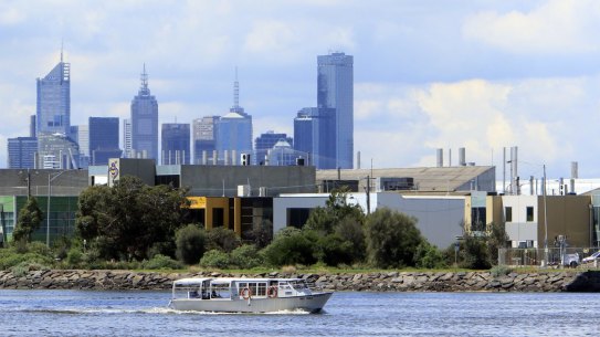 View of Lorimer Street, Fishermans Bend from Spotswood.