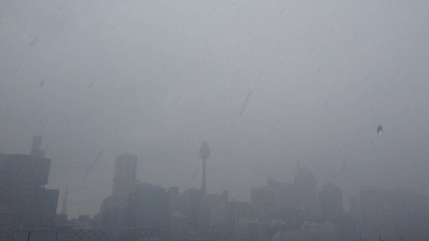 Sydney almost vanished beneath a heavy shower.