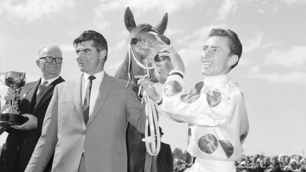 Number 1: Bart Cummings, Light Fingers and Roy Higgins after the 1965 Melbourne Cup