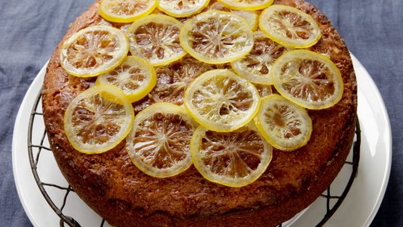 Lemon yoghurt syrup cake.