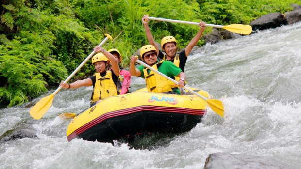 White-water rafting on the Ayung River. 