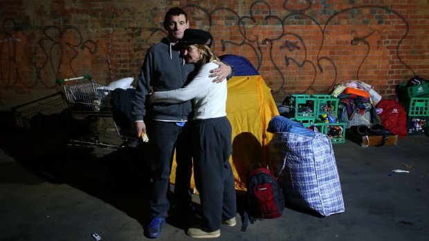 Homeless couple "John" and "Kelly" have been evicted  from their makeshift camp at Enterprize Park.
