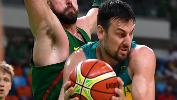 High expectations: Andrew Bogut looks to find space.