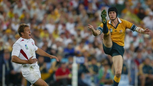 Cancer scare: Stephen Larkham was still playing for the Wallabies when he had a melanoma removed from behind his knee in 2005.