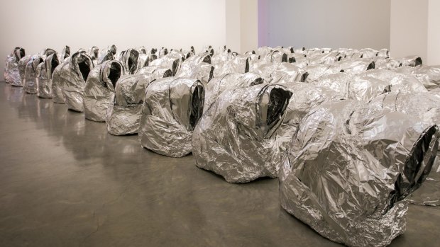 Kader Attia, Ghost 2007/2017 aluminium foil sculptures.  Collection: Centre Pompidou, Paris courtesy the artist and Galerie Nagel Draxler (Berlin/Cologne) 