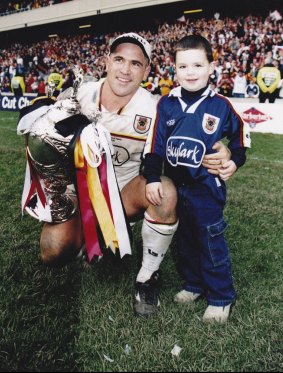 Former Canberra Raiders player David Boyle and his son Morgan.