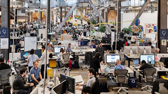 The News Feed team at Facebook headquarters.