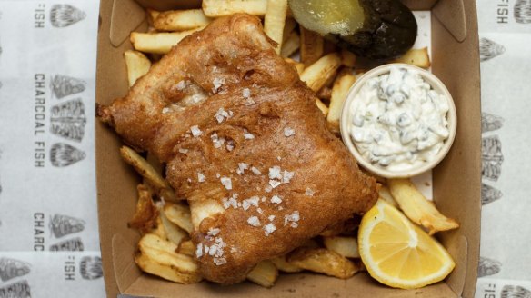 Fish and chips from Charcoal Fish. 