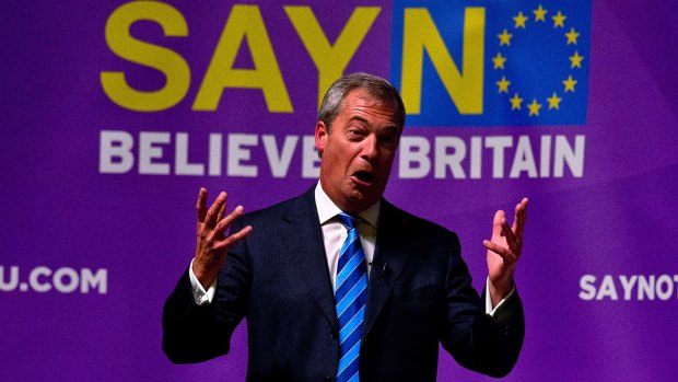 Who gains from Europe's migrant crisis?: UKIP leader Nigel Farage speaks to supporters.