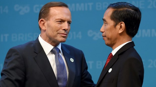 Prime Minister Tony Abbott and Indonesian President Joko Widodo: Indonesians have taken to Twitter to express outrage at Mr Abbott.