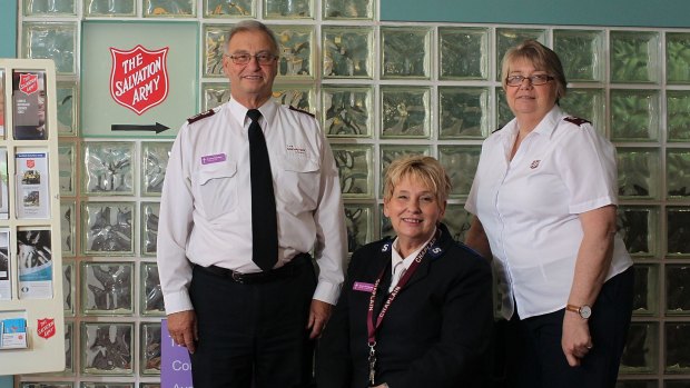 Salvation Army chaplains Andrew Schofield, Sharon Widdowson and Bronwyn Burnett gather at the Downing Centre on most mornings for a chat over a cup of tea.