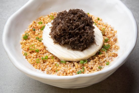 Seasonal chawanmushi (this version is capped with shaved truffles).