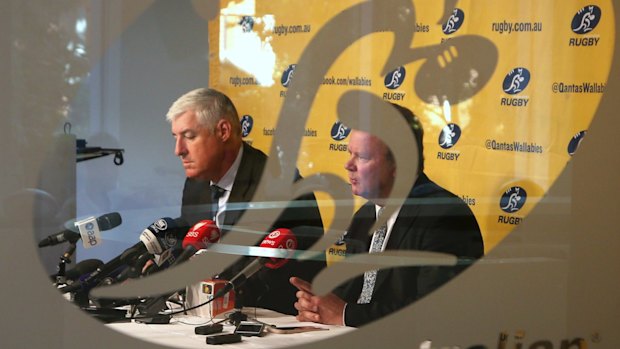 Where to next for Australian rugby? ARU Chairman Cameron Clyne (left) and CEO Bill Pulver face big questions. 