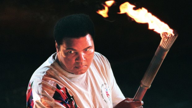 Muhammad Ali lighting the flame at the Atlanta Olympics Opening Ceremony in 1996.