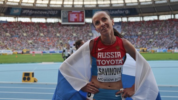 Action: Russian 800 metre champion Mariya Savinova.