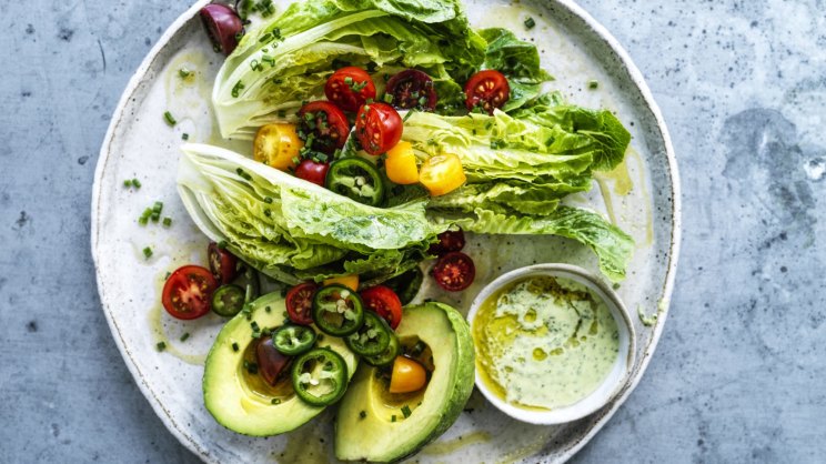 Neil Perry's avocado and lettuce salad with green goddess dressing